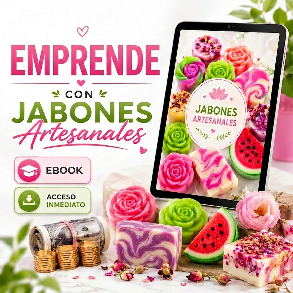Jabones artesanales coloridos con curso digital